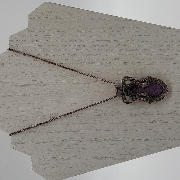 999- Purpurite Natural Stone Wire Wrapped Handmade Pendant Necklace NWT - Picture 10 of 12